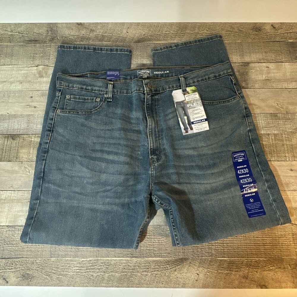Signature Levi Strauss Gold Flex Performance Jeans Men’s 42X30 Reg Straight Leg - Picture 8 of 16